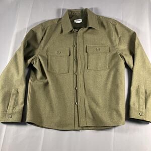 Weekday Shirt Jacket Mens Medium Olive Green Wool Blend Lined Button Up Workwear
